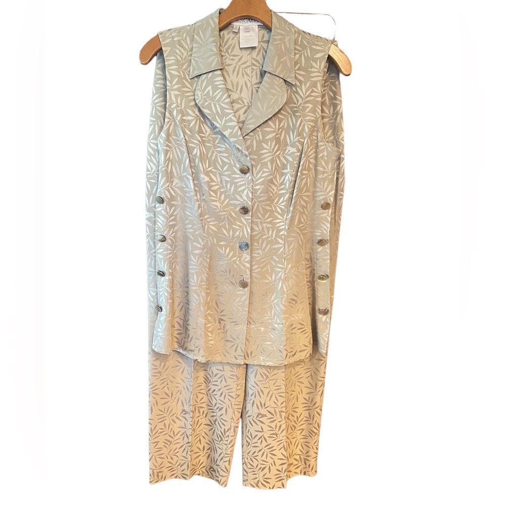 Escada Margaretha Ley Sz 38/42 Gold Leaf Sleeveless 2 Piece Vintage Pantsuit